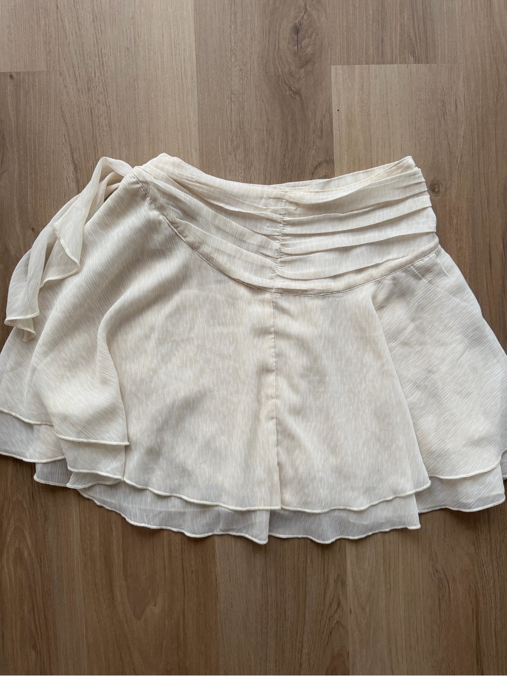Aerie Ivory Layered Ruffle Wrap Skirt XS Tie Waist - Picture 4 of 7